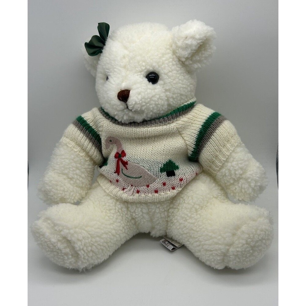 VTG GANZ Molly Teddy Bear Plush 11ā White Duck Sweater Heritage Collectionā 1983